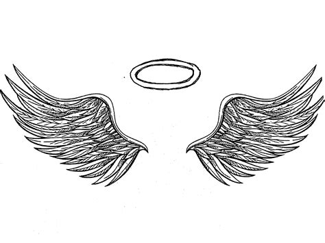 angel wings tattoo design|angel wings with halo tattoo.